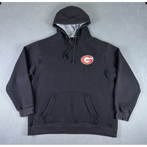 Georgia Bulldogs Starter Hoodie Sweatshirt Mens Large Black Faded Baggy Relaxed - Picture 1 of 10